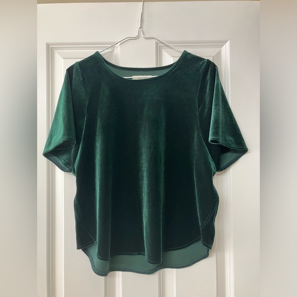 Madewell Velvet Butterfly Top, emerald green, size XS - Picture 1 of 3